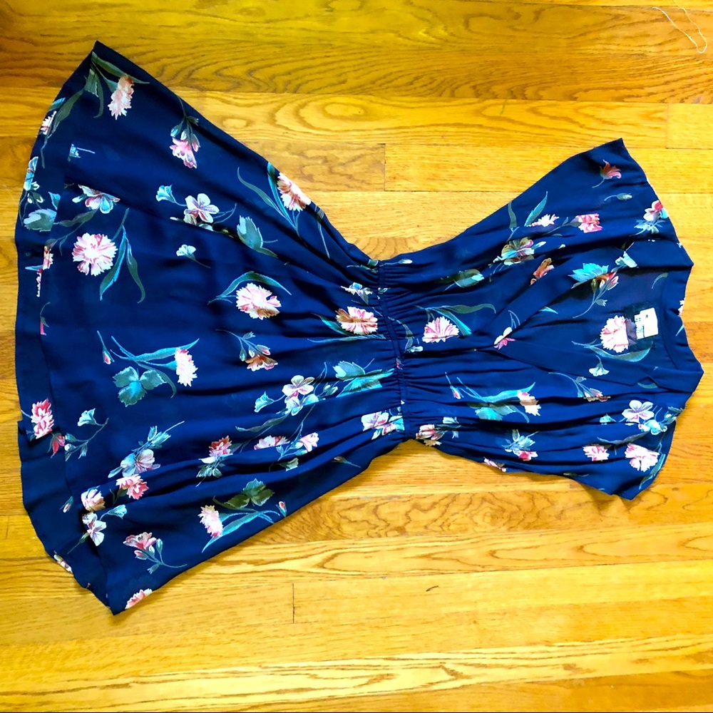 Reformation navy flower sleeveless dress